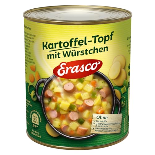 Erasco Kartoffeltopf mit Würstchen (1 x 800g), In rund 5 Minuten fertig – Mit Kartoffeln und Möhren - Einfach lecker von Erasco