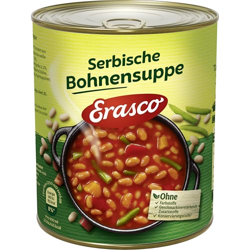 Erasco Serbische Bohnensuppe (1 x 750 ml), In rund 5 Minuten fertig – Mit viel Gemüse und Speck – Ohne Schnickschnack - Natürlich lecker von Erasco