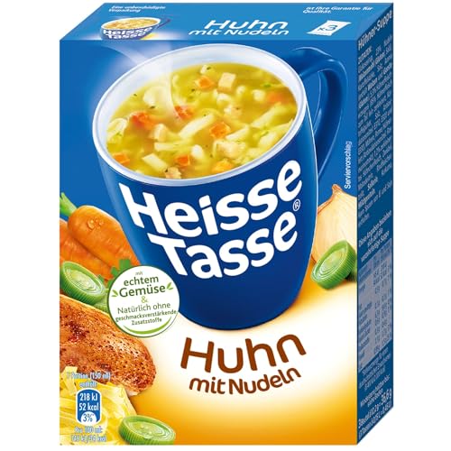 Heisse Tasse Huhn (12er Pack) - In nur 2 Minuten fertig – Einfach heißes Wasser hinzufügen – Der perfekte Suppen-Snack von Erasco
