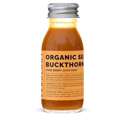 100% Bio-Sanddornsaft 12 Tägliche Shots (je 60 ml) von Erbology
