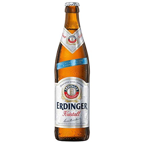 10 Flaschen Erdinger Kristall Kristallweizen a 0,5L inc. 0,80€ MEHRWEG Pfand 5.3% Vol. von Erdinger