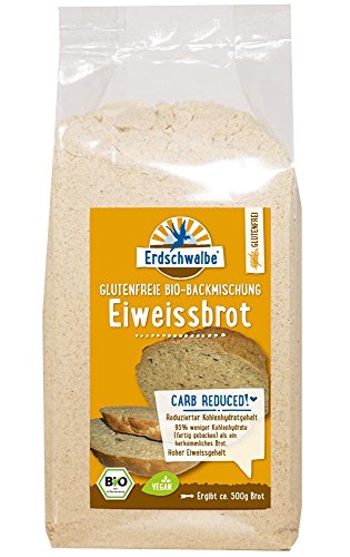 Erdschwalbe - Bio-Backmischung Eiweiss-Brot Glutenfrei, Reduzierter Kohlenhydratgehalt, 4er Pack (4 x 250 g) von Erdschwalbe
