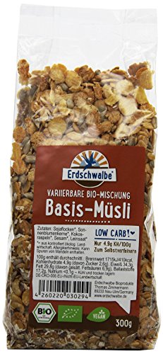 Erdschwalbe Bio Basis-Muesli Low Carb, 5er Pack (5 x 300 g) von Erdschwalbe