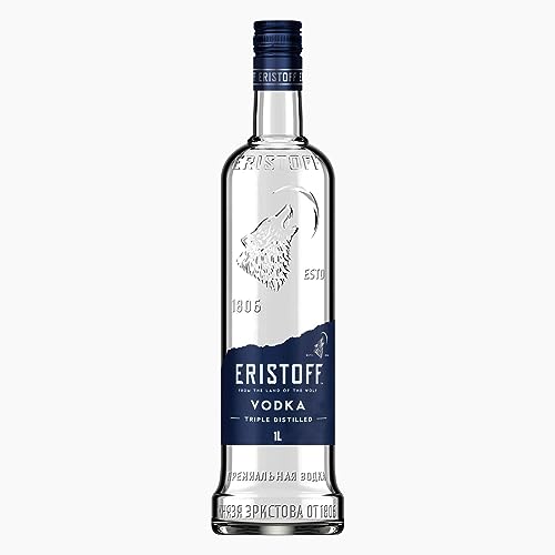 ERISTOFF Premium Vodka, Kohle gefiltert, dreifach destillierter Vodka-Spiritus, 37, 5% Vol, 100cL / 1L von Eristoff