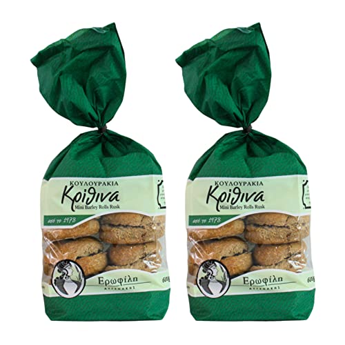 Erofili Avgenakis Griechische Mini Gerstenbrötchen Zwieback, 2er Packung x 600g (Ingesamt: 1.2kg) von Erofili Avgenakis