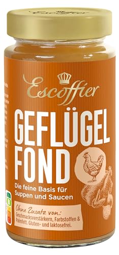 Escoffier - Geflügelfond , Ideal für Suppen oder Saucen , Ohne Geschmacksverstärker, Farbstoffe oder Palmfett , Gluten und laktosefrei , 1 x 400 ml von Escoffier