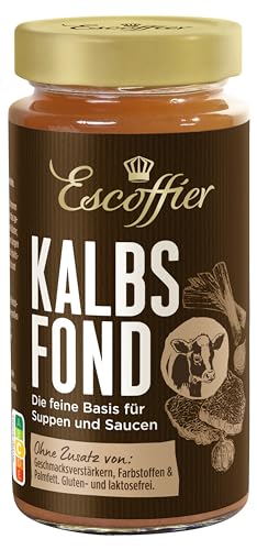 Escoffier - Kalbsfond , Ideal, würzige Basis für Suppen und Saucen , Ohne Geschmacksverstärker, Farbstoffe oder Palmfett , Gluten und laktosefrei , 1 x 400 ml von Escoffier