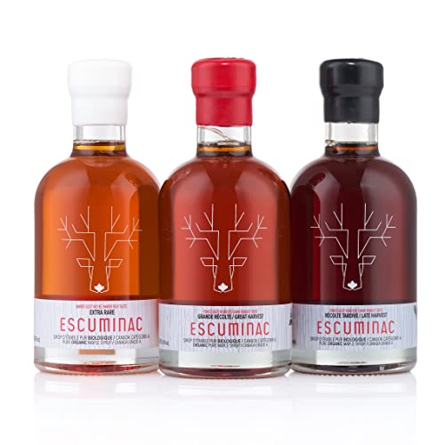 Escuminac Reiner Kanadischer Ahornsirup Geschenkpaket - Extra Rare, Great Harvest, Late Harvest - 200 ml von Escuminac