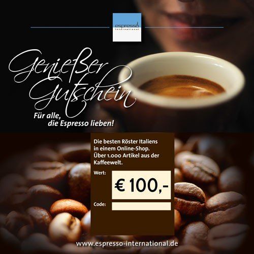 Geschenkgutschein 100,00 € von Espresso International