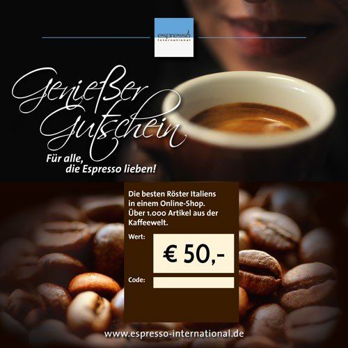 Geschenkgutschein 50,00 € Geschenkgutschein 50,00 € von Espresso International
