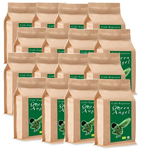 C&T Bio Espresso / Cafe Kaffeebohnen "Green Angel" 100 % Arabica (Ganze Bohnen , 16 x 1000 g)- Gastropack Sparpack von Espresso