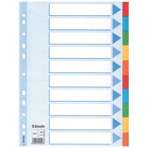 Esselte Kartonregister Standard Blanko, A4, Karton, 10 Blatt, weiss von Esselte