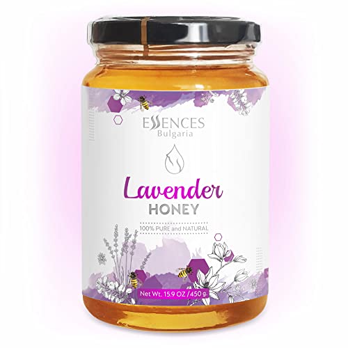 Essences Bulgaria Lavendelhonig 450 GR | Naturbelassen | Höchste Qualität | 100% Reinheit | Ohne Zusatzstoffe | Purer Bienenhonig | Ohne Gentechnik | Gluten Frei 450gr. von Essences Bulgaria