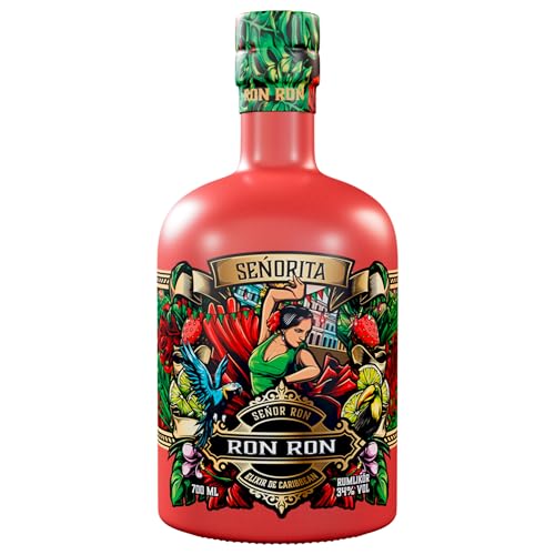 Señor Ron RON RON Señorita Rumlikör – süßer, leicht rauchiger Rum – Erdbeere, Limetten Geschmack – einzigartige Rezeptur – 34%, 0,7 Liter von Est.2020 Seńor Ron RON RON ELIXIR DE CARIBBEAN