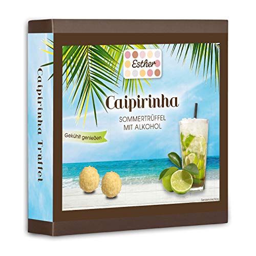 Esther Caipirinha Trüffel 9er Präsentpackung mit Alkohol | 107g Pralinen und Trüffel mit Caipi Geschmack | Geschenk im Sommer für Freunde, Familie oder Grillparty | gekühlt genießen Esther Caipirinha Trüffel 9er Präsentpackung mit Alkohol | 107g Pralinen und Trüffel mit Caipi Geschmack | Geschenk im Sommer für Freunde, Familie oder Grillparty | gekühlt genießen von Esther Confiserie