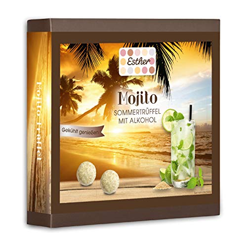 Esther Mojito Trüffel 9er Präsentpackung mit Alkohol | 100g Pralinen und Trüffel mit Mojito Geschmack | Geschenkidee im Sommer für Freunde, Familie, Mama oder Papa | gekühlt genießen Esther Mojito Trüffel 9er Präsentpackung mit Alkohol | 100g Pralinen und Trüffel mit Mojito Geschmack | Geschenkidee im Sommer für Freunde, Familie, Mama oder Papa | gekühlt genießen von Esther Confiserie