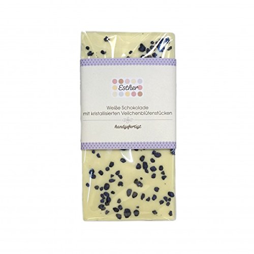 Esther Tafelschokolade 60g Weiße Schokolade mit kandierten Veilchenblütenstücken Esther Tafelschokolade 60g Weiße Schokolade mit kandierten Veilchenblütenstücken von Esther Confiserie