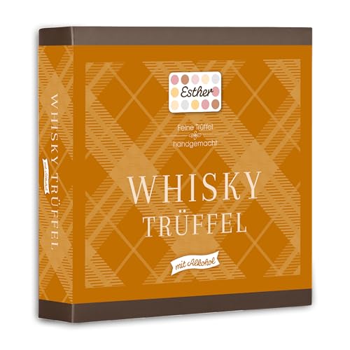 Esther Whisky Trüffel 9er Präsentpackung mit Alkohol 100g | Pralinen und Trüffel mit Whisky Geschmack | Geschenkidee für Geburtstag, Vatertag, Muttertag | passendes Präsent für Opa, Papa, Freunde von Esther Confiserie