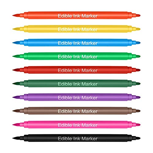 Eteslot Essbarer Stift für Icing & Cake & Macarons, 10 Farben Food Coloring Marker doppelseitige Lebensmittelgrad-Stift, Pens für Kuchen & Cookie dekorieren von Eteslot