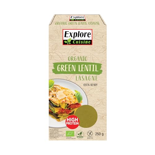 Explore Cuisine Bio Lasagne aus Grünen Linsen – Glutenfreie Lasagne-Platten aus Linsenmehl, pflanzliche Protein Pasta, ideal bei Zöliakie, vegan, 250g von EXPLORE CUISINE