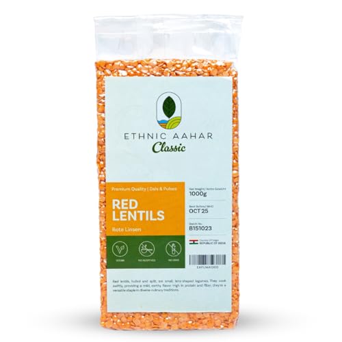 Ethnic Aahar Classic Red Lentils 1000g | Protein-Rich Pulses & Lentils for Wholesome Cooking | Premium Quality Dals | Essentials for Vegan, Vegetarian, and Ayurveda-Inspired Lifestyles Ethnic Aahar Classic Red Lentils 1000g | Protein-Rich Pulses & Lentils for Wholesome Cooking | Premium Quality Dals | Essentials for Vegan, Vegetarian, and Ayurveda-Inspired Lifestyles von ETHNIC AAHAR