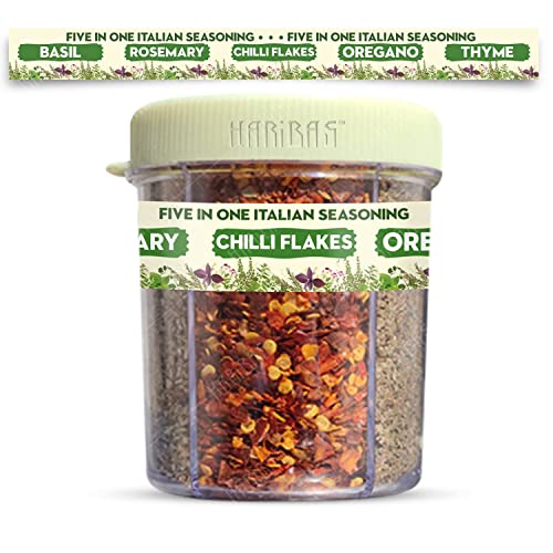 HARIBAS 5 in 1 Italian Mixed Herbs Seasonings, Basil Leaves, Thyme, Oregano, Chilli Flakes and Rosemary | Seasonings Herbs & Spices von Ethnic Choice