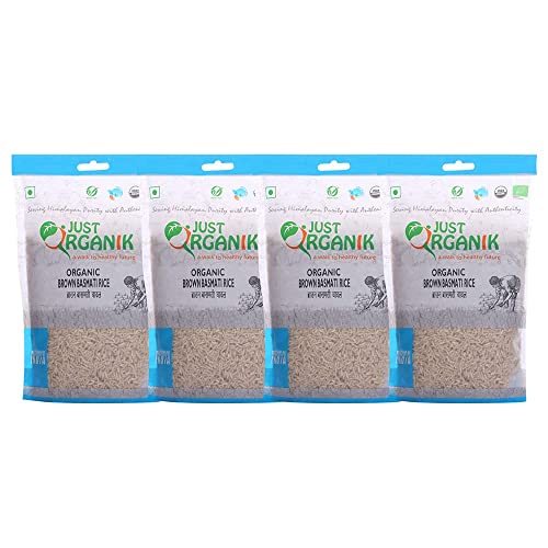 Just Organik Brown Rice Basmati 2kg, (4 x500 g packs), 100% Organic von Ethnic Choice