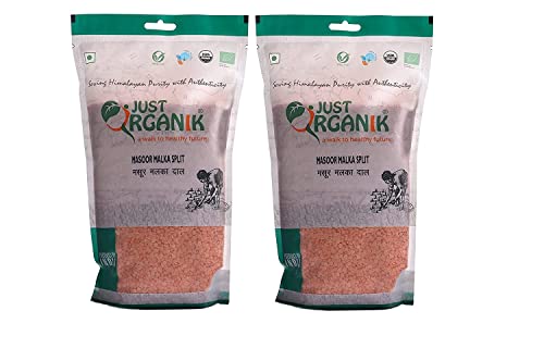 Just Organik Masoor Malka Split, 2 Kg (2 x 1kg), 100% Organic von Ethnic Choice