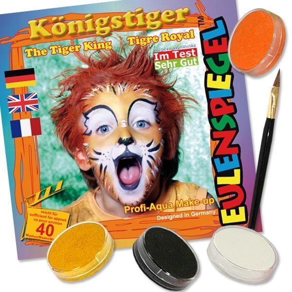 Kinderschminke-Set Königstiger, Top-Motiv, Profi-Aqua, 4 Farben+Pinsel von Eulenspiegel