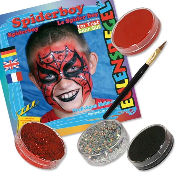 Schminkset Spider Boy mit drei Schminkfarben für 4 Schminkmasken von Eulenspiegel