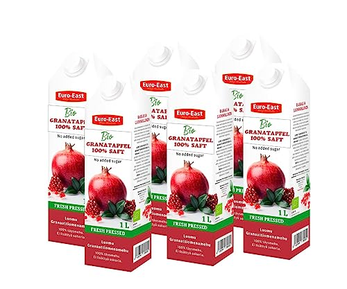 Euro-East BIO Granatapfel 100% Direktsaft 6er Pack, Pomegranate saft kein Zuckerzusatz (6x1 Liter) von Euro-East BIO