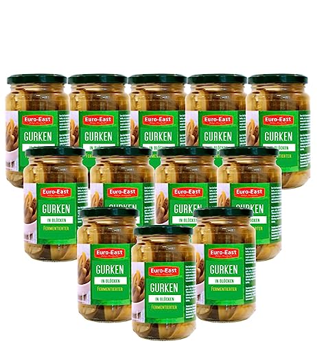 East-Euro Fermentierte Gurken in Blöcken 12er Pack im Glas x 350g | Hervorragende Ergänzung zu einer Vielzahl von Gerichten | Hergestellt durch Ansäuerung | Milch Saure Gurken 12 x 350 g/220 g East-Euro Fermentierte Gurken in Blöcken 12er Pack im Glas x 350g | Hervorragende Ergänzung zu einer Vielzahl von Gerichten | Hergestellt durch Ansäuerung | Milch Saure Gurken 12 x 350 g/220 g von Euro-East