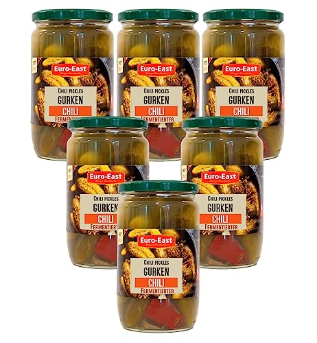 Euro-East Fermentierter Chili Gurken 6er Pack im Glas x 660g | Hergestellt nach der traditionellen Beizmethode | Saure Chili Gurken Euro-East Fermentierter Chili Gurken 6er Pack im Glas x 660g | Hergestellt nach der traditionellen Beizmethode | Saure Chili Gurken von Euro-East