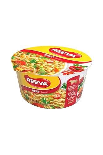 Reeva Instant Nudeln Rindfleischschmak BigCup 75g x 24 | Instant nudelsuppen | In nur 5 Minuten fertig – Einfach heißes Wasser hinzufügen von Euro-East