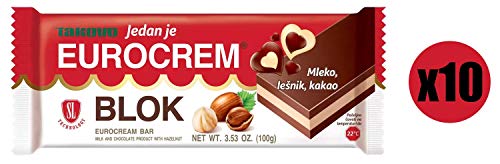 10 x Eurocrem Schokoladenblock, Schokolade Mit Milch Gefüllt (10 x 100g) von Eurocrem
