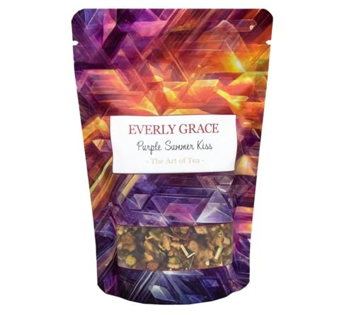 Everly Grace Purple Summer Kiss – Bio-Früchtetee mit Hibiskus, Apfel & Lavendel, 80 g – Sommerliche Teemischung mit blumig-fruchtigem Aroma – Handgefertigt in kleinen Chargen, koffeinfrei & natürlich von Everly Grace