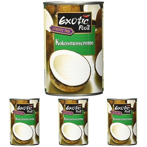 Exotic Food Kokosnusscreme, Fettgehalt: ca. 22%, 400ml (1 x 400 ml Packung) (Packung mit 4) von Exotic Food