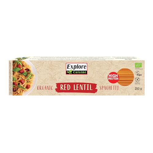 Explore Cuisine Bio Spaghetti aus roten Linsen – Glutenfreie Nudeln aus Linsenmehl, pflanzliche Protein Pasta ohne Zusatzstoffe, ideal bei Zöliakie, vegan, 250g von EXPLORE CUISINE