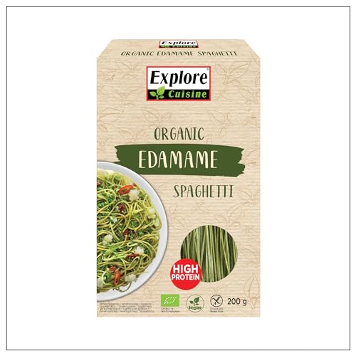 Explore Cuisine Bio Spaghetti aus Edamame (grüne Sojabohnen) – Glutenfreie Nudeln, pflanzliche Protein Pasta ohne Zusatzstoffe, ideal bei Zöliakie, wenig Kohlenhydrate, vegan, 200g von EXPLORE CUISINE