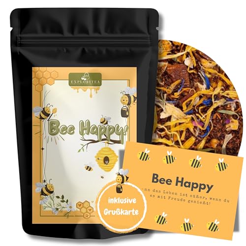 Gute Laune Tee Geschenk "Bee Happy Tee" - Dankeschön Tee Geschenkset Teegeschenk Herzensmensch Kleines Dankeschön Day Tea Gift Set für einen lieben Menschen von Exploritea