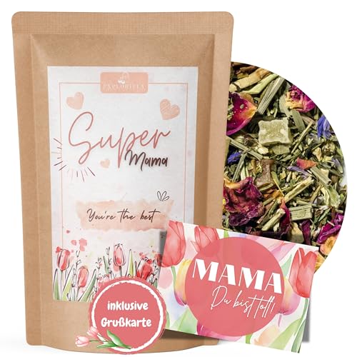 "SUPER MAMA" - Mutter Mama Tee Geschenk für die beste Mama Muttertag Teegeschenk Herzensmensch Galentines Day für the Best Mum Ever, Danke Mama - Mami von Exploritea