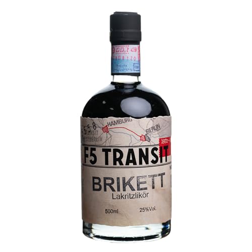 BRIKETT Lakritz Likör 0.5l (25% Vol) No. 5558 - Schwarzer, salziger Lakritzlikör - F5 Transit - Lakritzschnaps | F5 Festival (DDR Edition) von F5