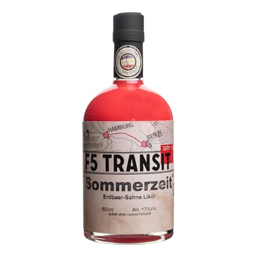 Sommerzeit Likör 0.5l (17% Vol) No. 5557 - Cremig-fruchtiger Erdbeer-Sahne-Likör - DDR Edition - F5 Transit von F5