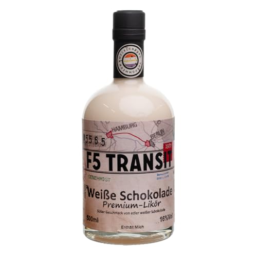 Weiße Schokolade Likör 0.5l (16% Vol) No. 5565 | DDR-Edition | F5 Transit | Weißer Schokoladenlikör aus dem Osten Deutschlands | Süßer Geschmack von weißer Schokolade von F5