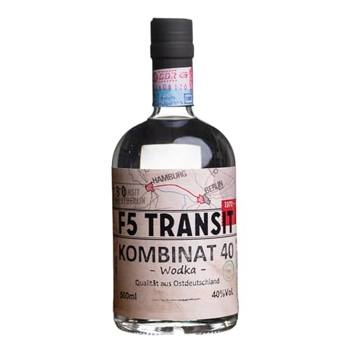 Wodka KOMBINAT 40 0.5l (40% Vol) No. 5781 - Wodka DDR Edition - F5 Transit - Bester Vodka aus Ostdeutschland | nach überlieferter Rezeptur hergestellt von F5