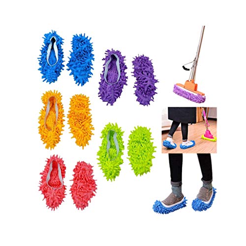 5 Paar Bodenwischer-Hausschuhe, Mikrofaser, Staubwischer, Hausschuhe, Staub, Schmutz, Haarreiniger, Fußsocken, Bodenreinigungswerkzeuge 5 Paar Bodenwischer-Hausschuhe, Mikrofaser, Staubwischer, Hausschuhe, Staub, Schmutz, Haarreiniger, Fußsocken, Bodenreinigungswerkzeuge von FABSELLER