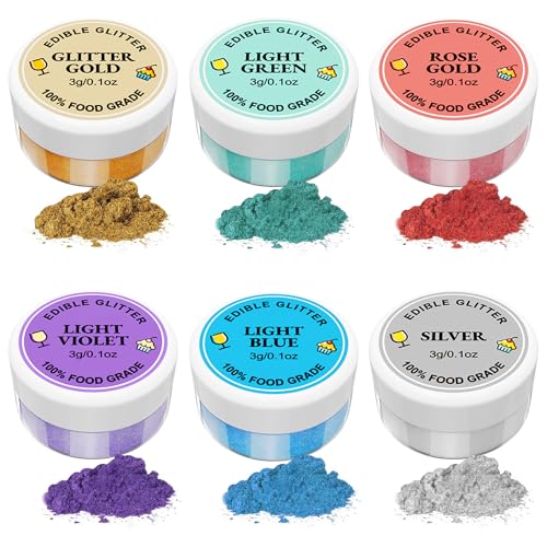 Essbarer Glitzer 6 x 3g, Essbarer Glitzer für Getränke Lebensmittel Glitzer 6 Farbenset Glitzerpuder Backglitzer für Schokolade, Erdbeeren, Kuchen, Fondant,Getränken, Geruchsneutral, Vegan Essbarer Glitzer 6 x 3g, Essbarer Glitzer für Getränke Lebensmittel Glitzer 6 Farbenset Glitzerpuder Backglitzer für Schokolade, Erdbeeren, Kuchen, Fondant,Getränken, Geruchsneutral, Vegan von FANKOO