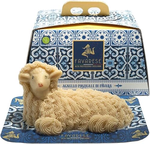FAVARESE - Sizilianisches Osterlamm aus Favara mit Mandelpaste und Pistazienfüllung - 100% Handgemachtes Gebäck - Ostergeschenkidee - 800 g von FAVARESE ALTA PASTICCERIA SICILIANA