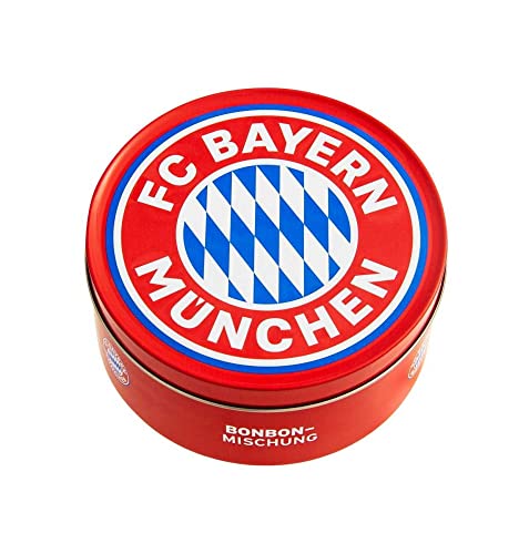 FC Bayern München Bonbons in dekorativer Metalldose, Kirsch- und Eisbonbongeschmack 200g Hartkaramelle FCB - Plus Aufkleber Wir von FC Bayern München
