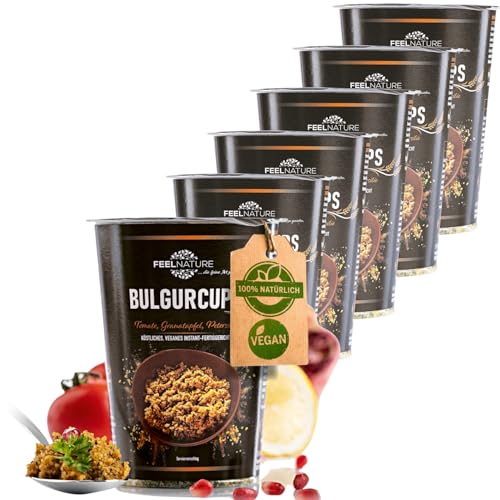 FEELNATURE Bulgurcups, das neue vegane Instant-Fertiggericht | 6x Kisir - Bulgur mit Tomate, Granatapfel & Petersilie | Ohne Palmöl, Geschmacksverstärker & künstlichen Aromen | Köstlich orientalisch FEELNATURE Bulgurcups, das neue vegane Instant-Fertiggericht | 6x Kisir - Bulgur mit Tomate, Granatapfel & Petersilie | Ohne Palmöl, Geschmacksverstärker & künstlichen Aromen | Köstlich orientalisch von FEELNATURE ...die feine Art zu genießen.